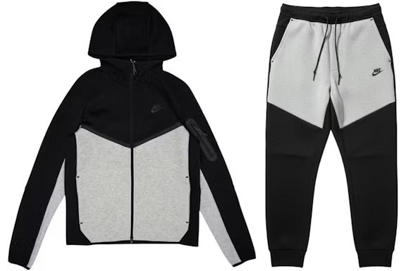 Nike Tech Fleece Windrunner Full-Zip Hoodie & Jogger Set - Dark Grey Heather/Black